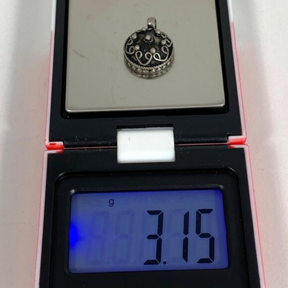 VTG Sterling Silver 925 Tribal Dot Circle Convex Disc Round Mandala Pendant .6" - Picture 4 of 11